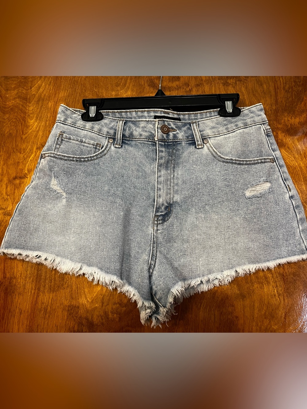 Sincerely Jules Light Blue Frayed Hem Denim Shorts